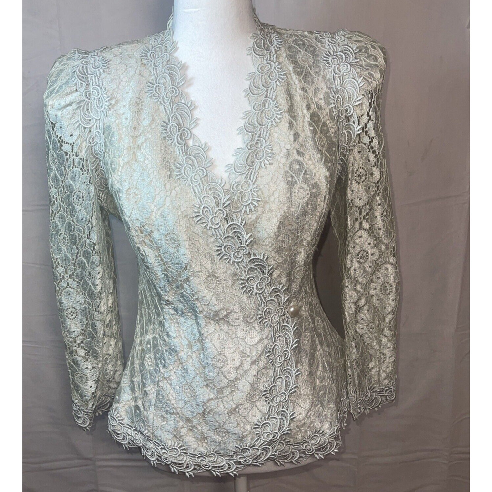 VTG Cachet By Bari Protas Layered Lace Top‎ Jacket Size 5-6 Victorian FORMAL